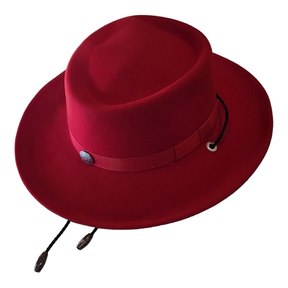 100% WOOL Hat, Red Women Hat MADE IN USA - Picture 1 of 3
